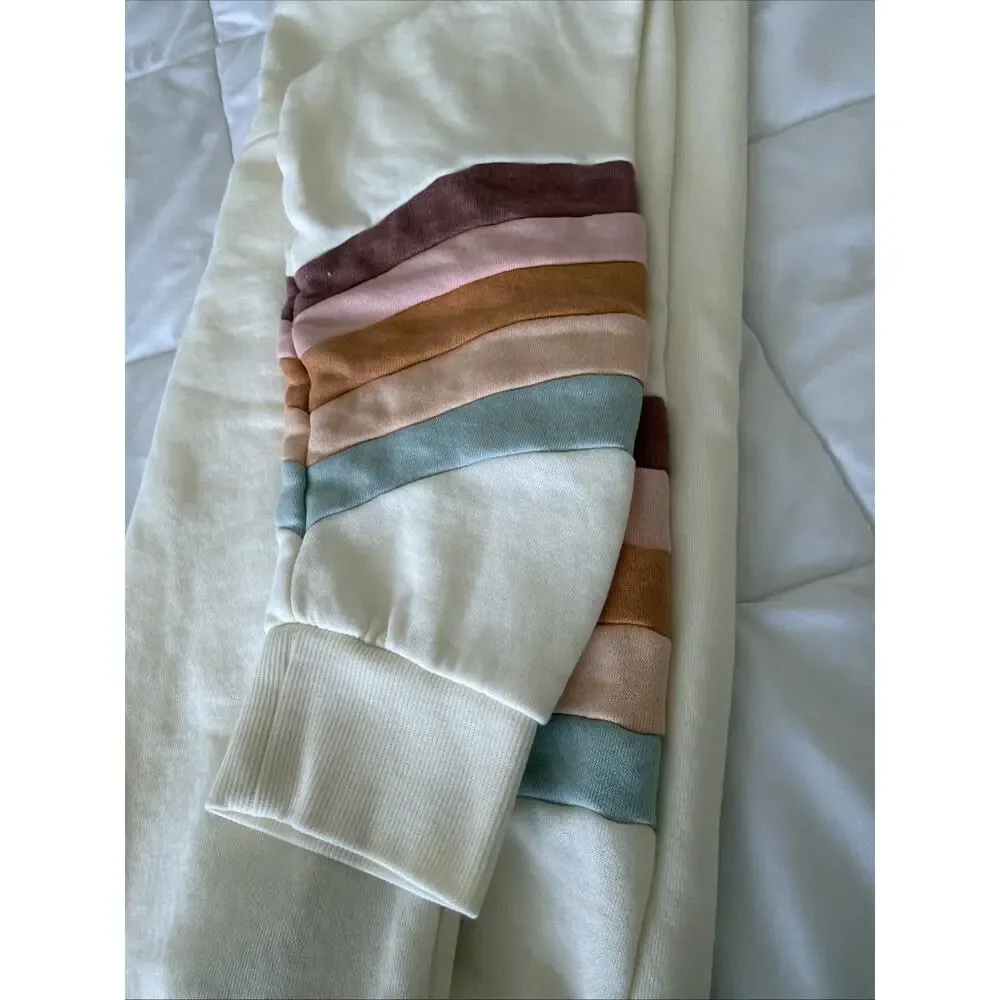 Rip Curl Surf Women’s Crewneck Sweatshirt Striped Sleeve Beige Women's M - Picture 8 of 9